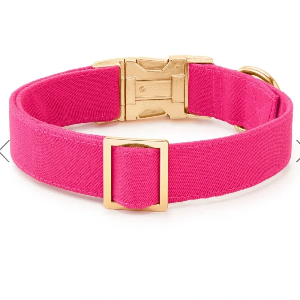 NEW The Foggy Dog Hot Pink Dog Collar Large Gold Hardware Spring Pet Gift NWT - Picture 2 of 12